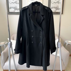 NWOT Torrid Black Thick Dress Trench A-Line Coat Size 4 = US Size 26